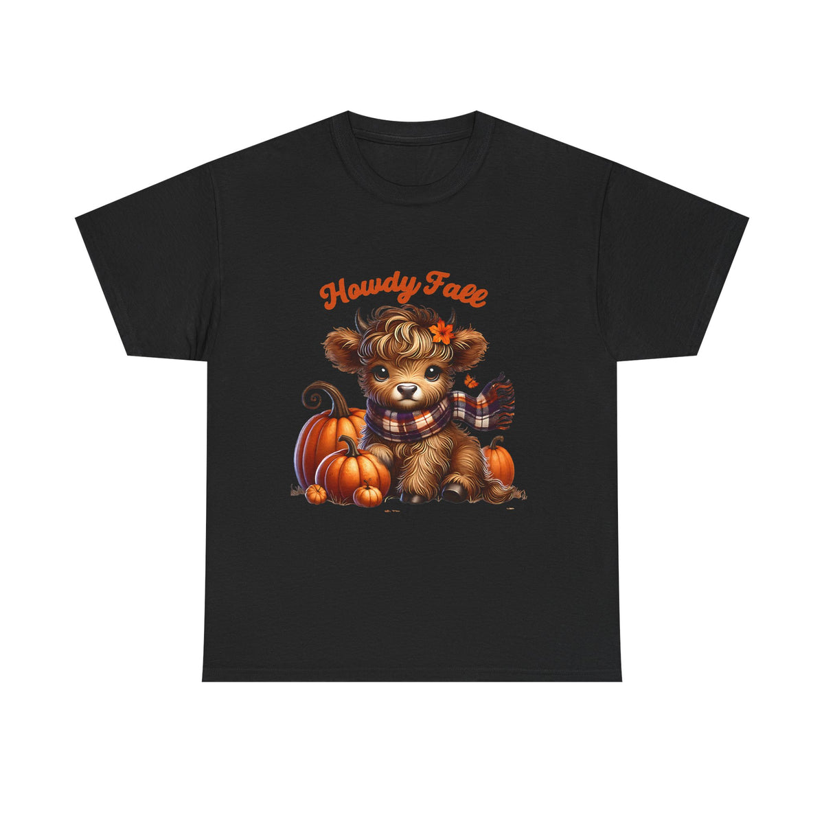 Howdy Fall Highland Cow T-Shirt | Cute Autumn Pumpkin Graphic Tee