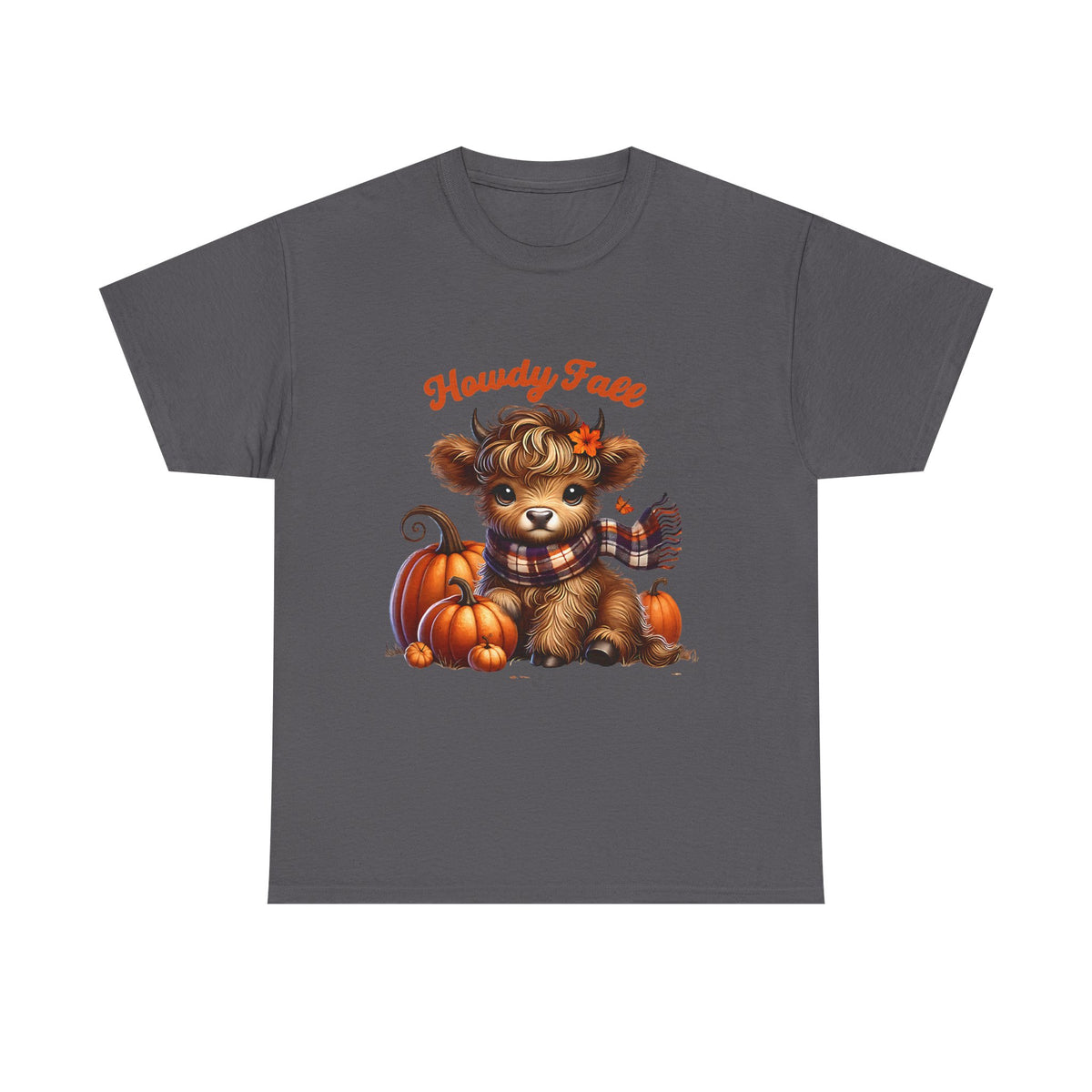 Howdy Fall Highland Cow T-Shirt | Cute Autumn Pumpkin Graphic Tee