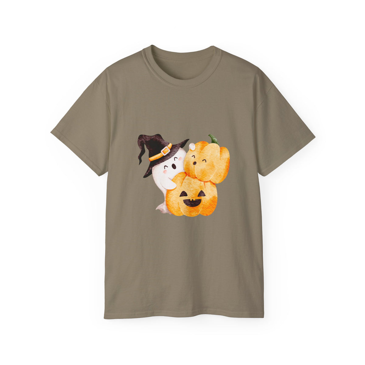Cute Halloween Ghost & Pumpkin T-Shirt | Witch Hat Spooky Season Tee