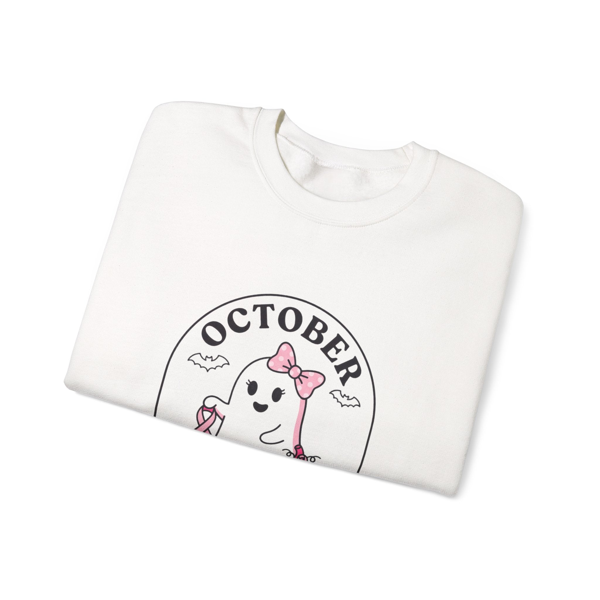 Pink Boo Crew Breast Cancer Awareness Sweatshirt | October Ribbon Support