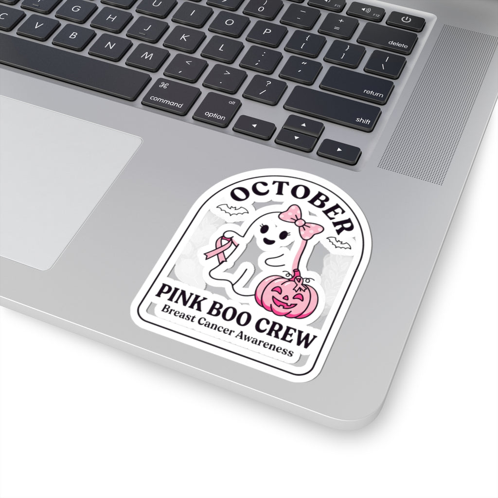 Pink Boo Crew Ghost Sticker | Breast Cancer Awareness, October Ribbon