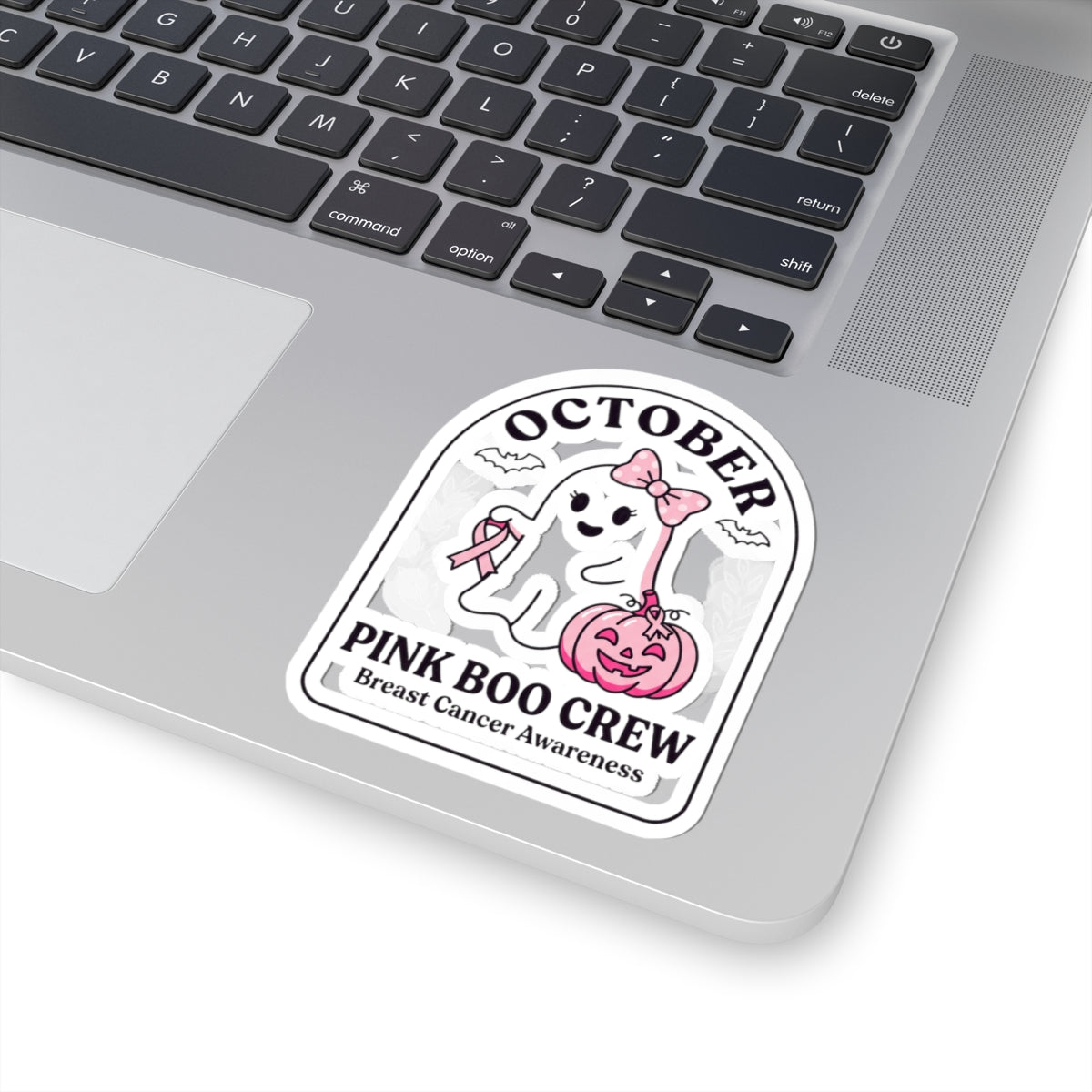 Pink Boo Crew Ghost Sticker | Breast Cancer Awareness, October Ribbon