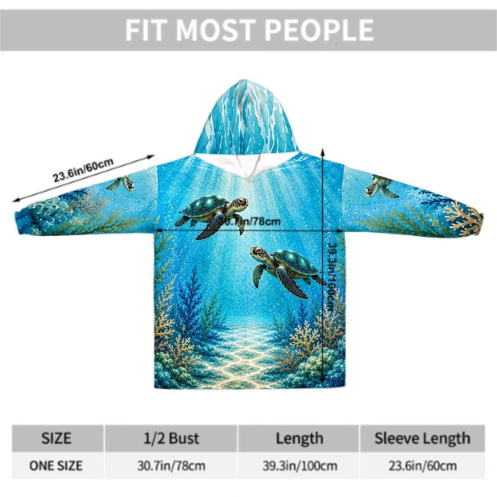 Sea Turtle Nannie Adult Blanket Hoodie | Personalized Ocean Lover Gift