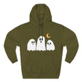 Ghost Trio Hoodie — Cute Halloween Fleece Pullover with Moon