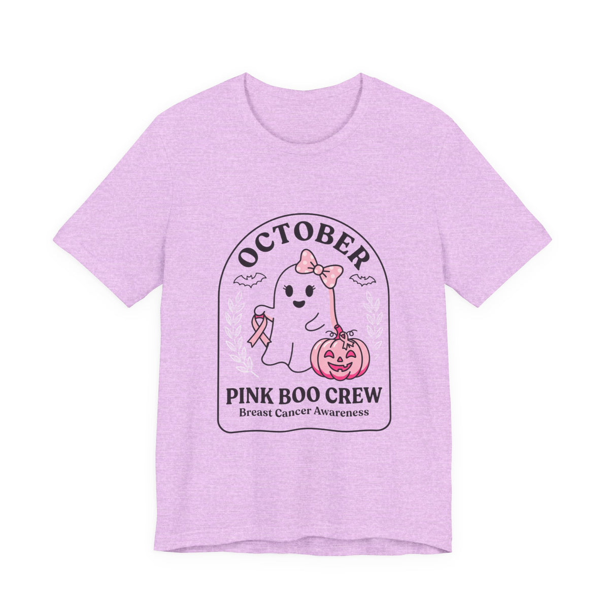 October Pink Boo Crew T-Shirt | Breast Cancer Awareness, Pink Ribbon