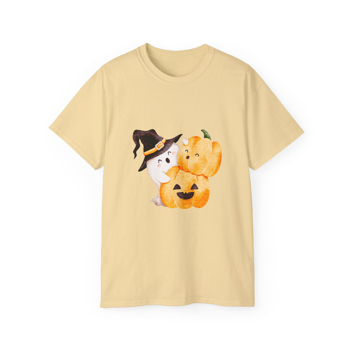 Cute Halloween Ghost & Pumpkin T-Shirt | Witch Hat Spooky Season Tee