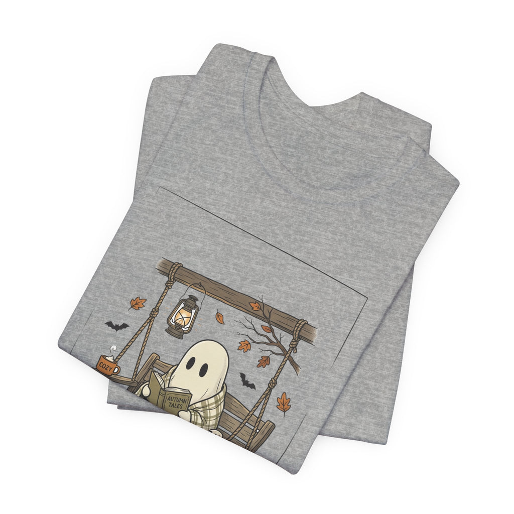 Ghost Reading in Armchair T‑Shirt | Spooky Reader, Cozy Halloween