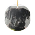 Ceramic Dog Photo Ornament — Personalized Black Lab Memorial or Holiday Keepsake