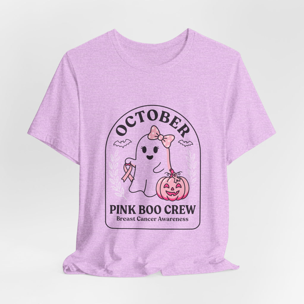 October Pink Boo Crew T-Shirt | Breast Cancer Awareness, Pink Ribbon