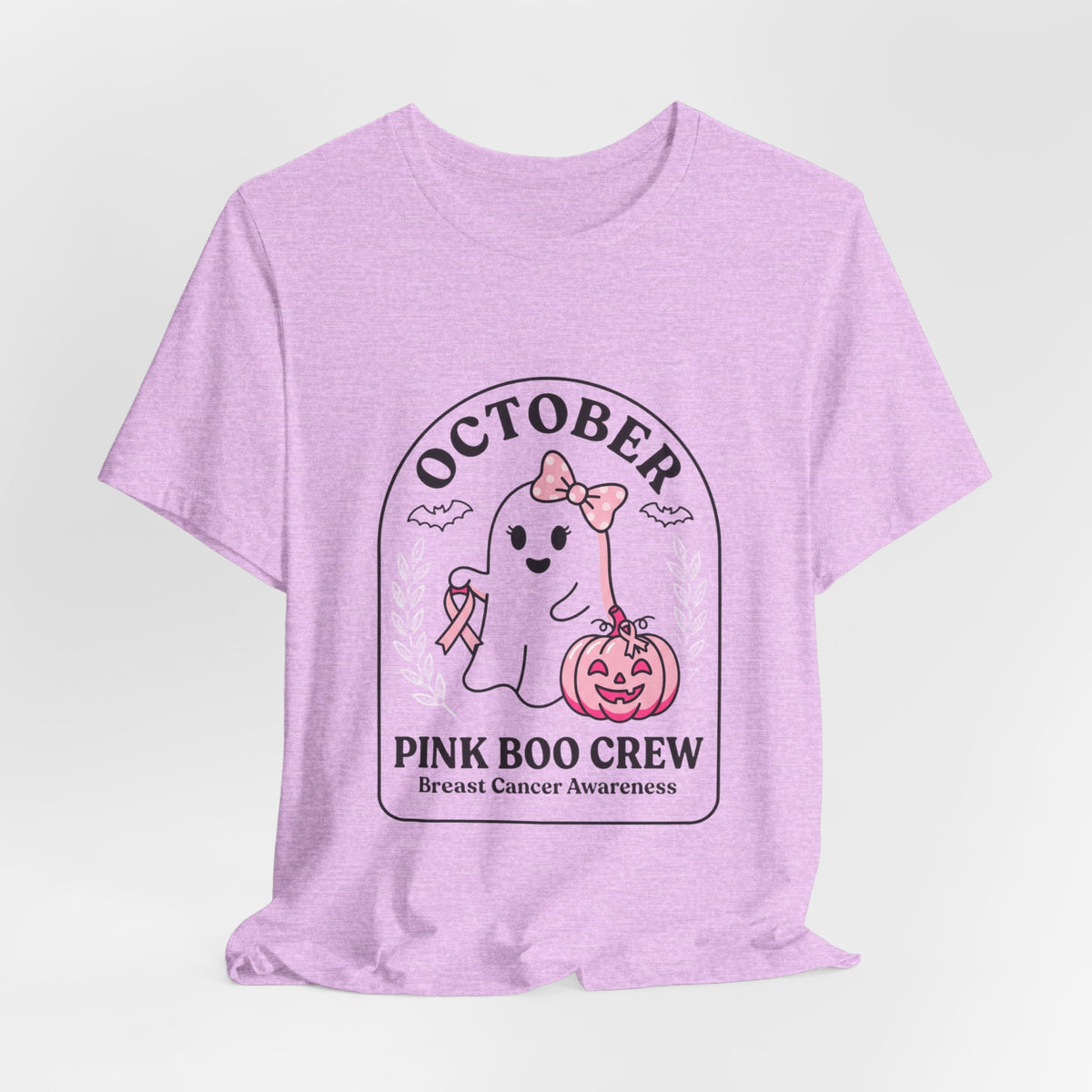 October Pink Boo Crew T-Shirt | Breast Cancer Awareness, Pink Ribbon