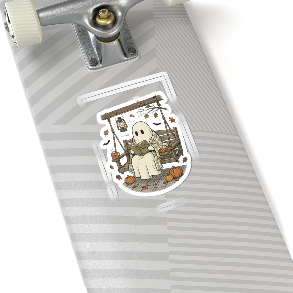 Cozy Ghost Reading Sticker | Spooky Reader, Halloween Bookish