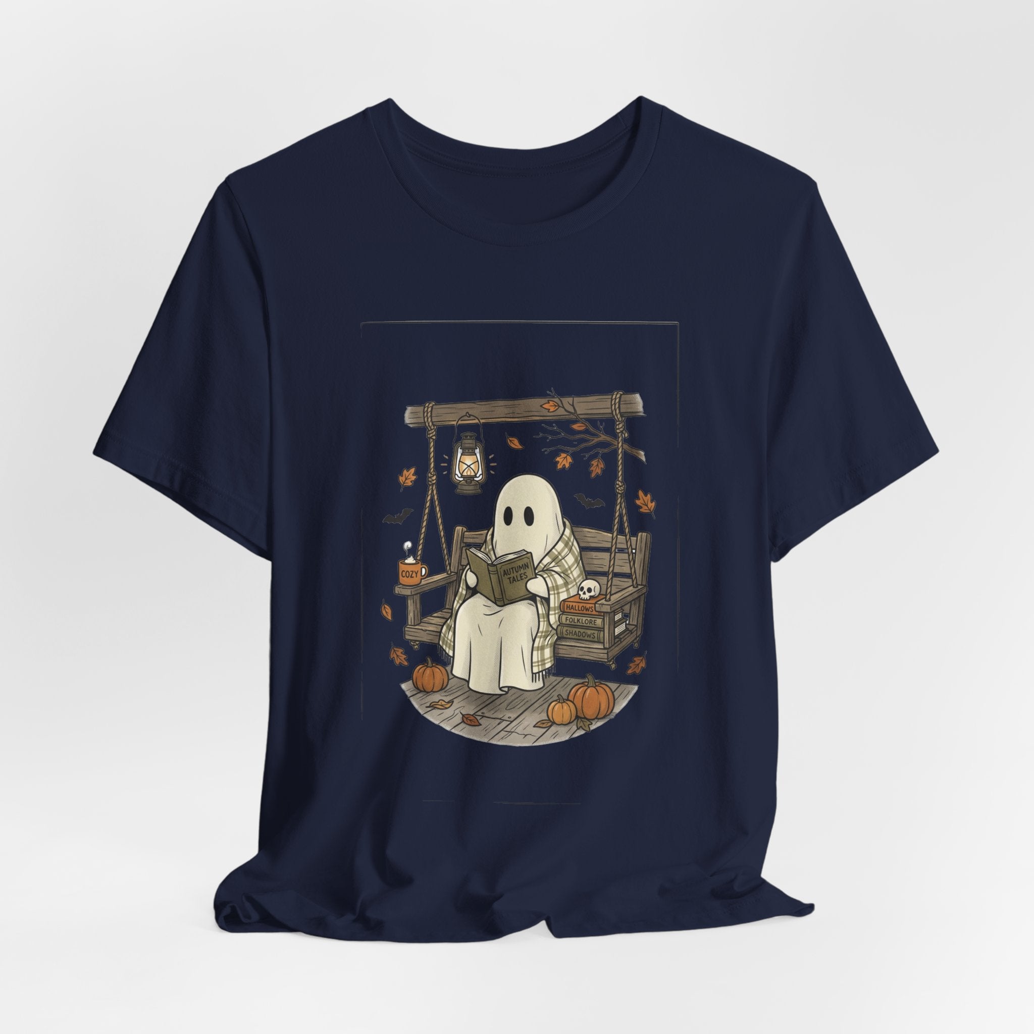 Ghost Reading in Armchair T‑Shirt | Spooky Reader, Cozy Halloween