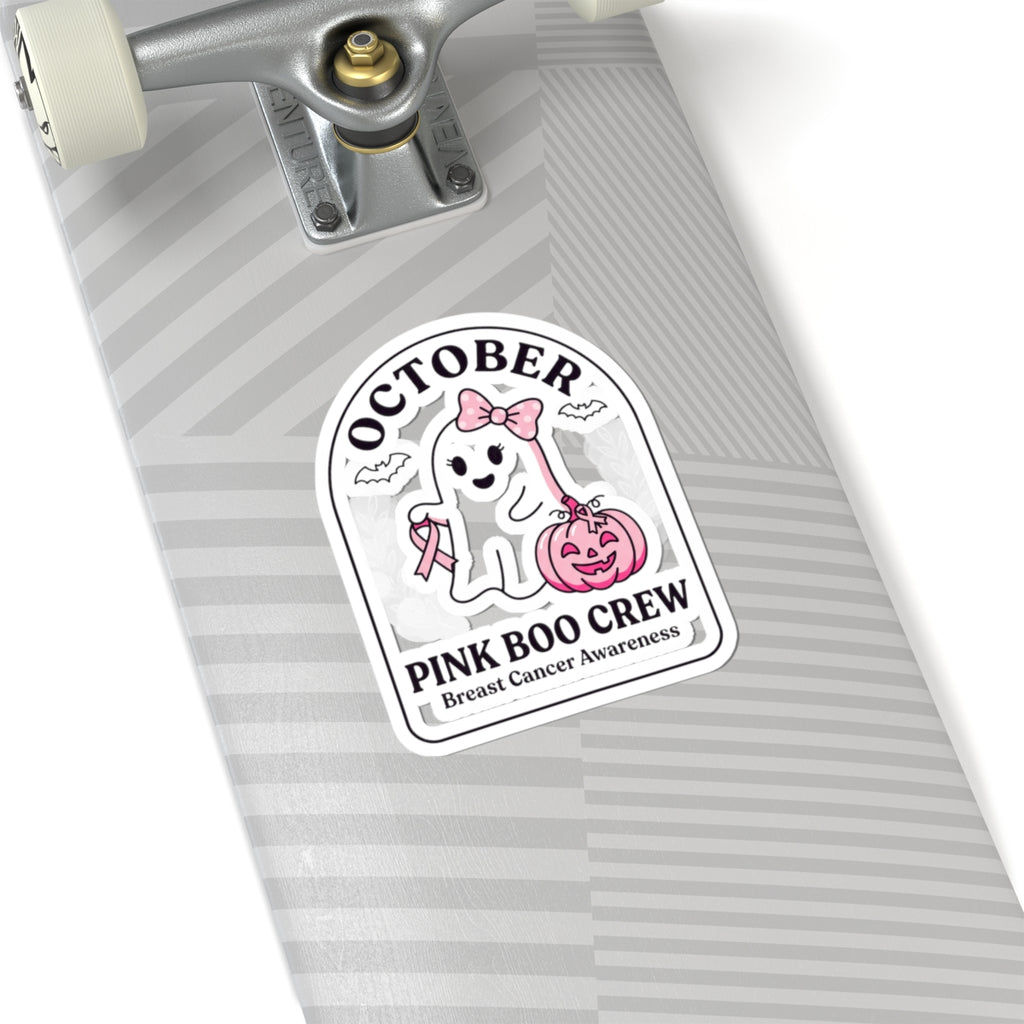 Pink Boo Crew Ghost Sticker | Breast Cancer Awareness, October Ribbon