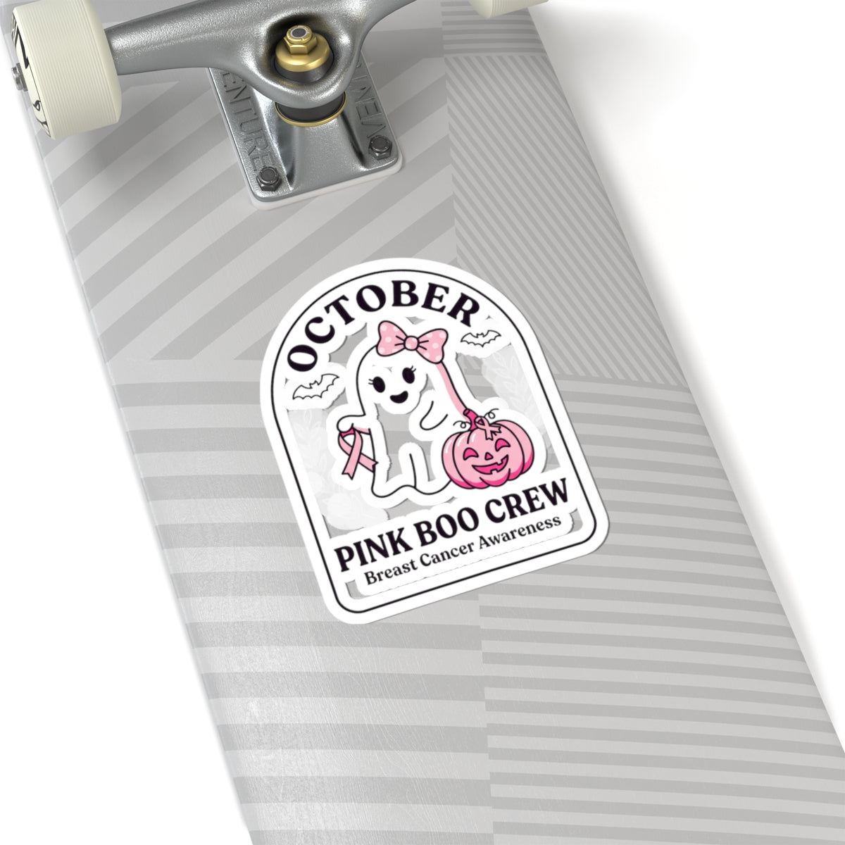 Pink Boo Crew Ghost Sticker | Breast Cancer Awareness, October Ribbon