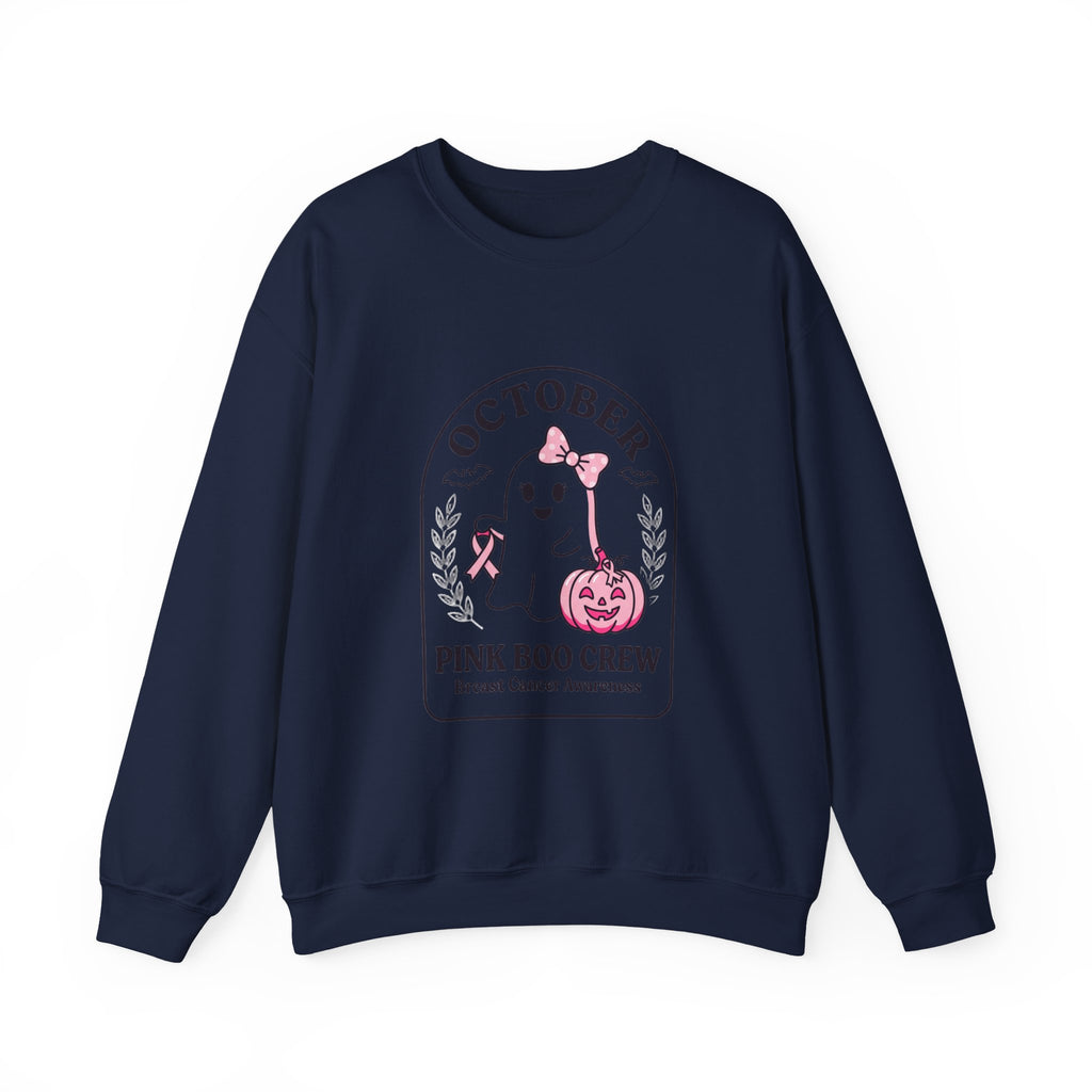 Pink Boo Crew Breast Cancer Awareness Sweatshirt | October Ribbon Support