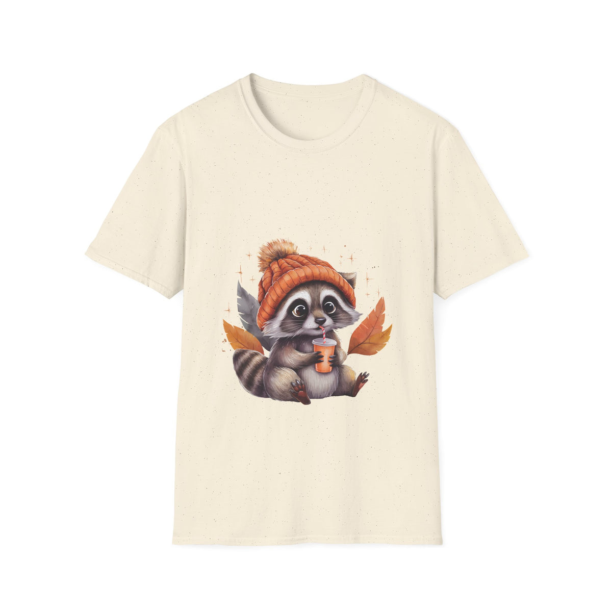 Cute Raccoon in Beanie with Pumpkin Coffee