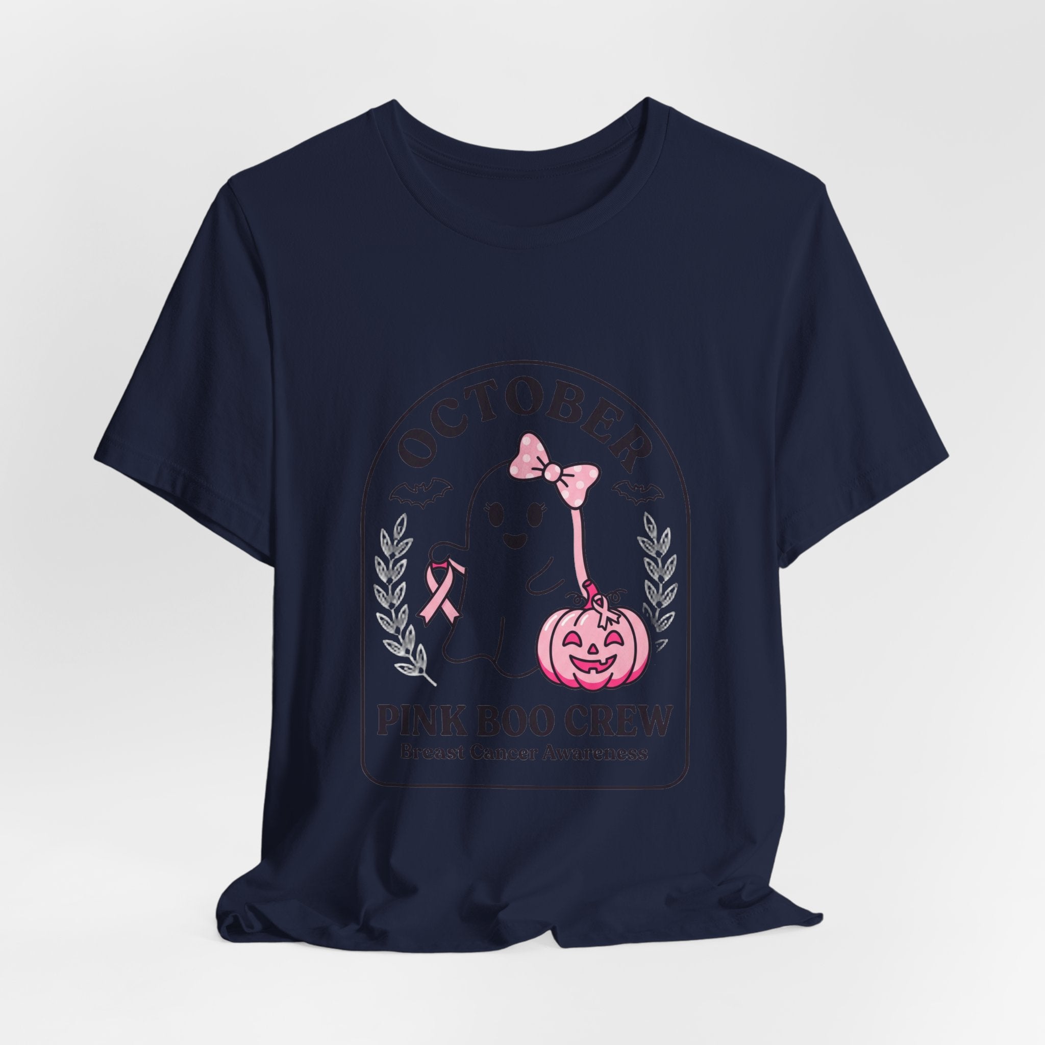 October Pink Boo Crew T-Shirt | Breast Cancer Awareness, Pink Ribbon