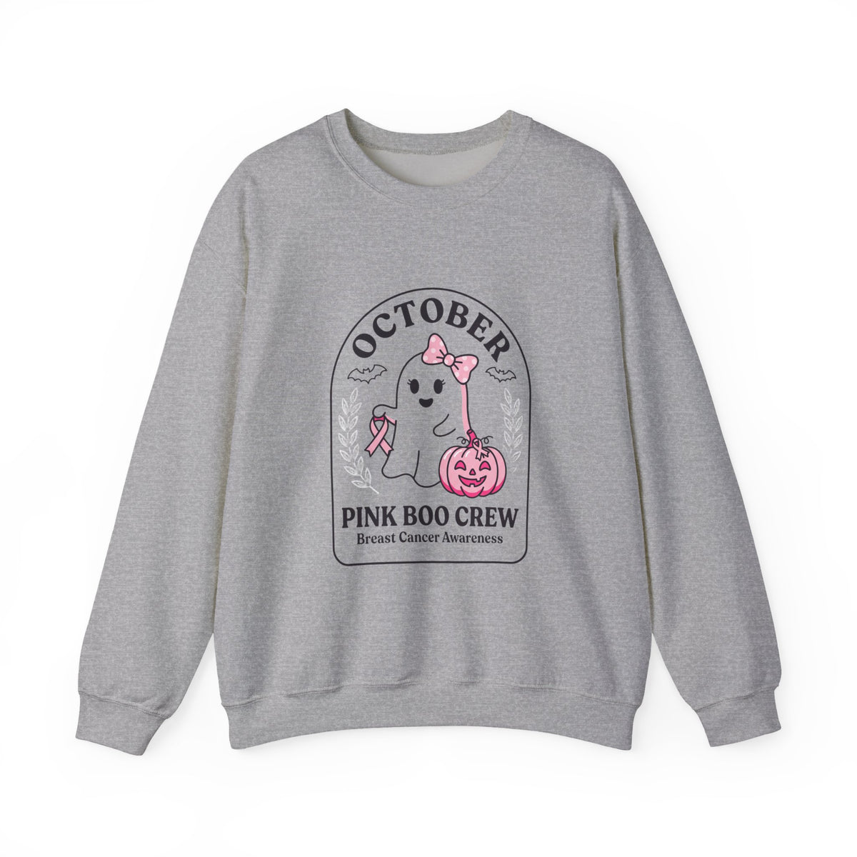 Pink Boo Crew Breast Cancer Awareness Sweatshirt | October Ribbon Support