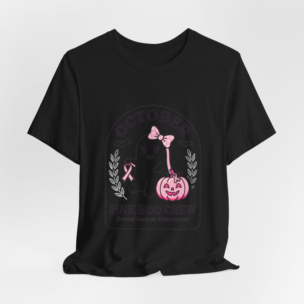 October Pink Boo Crew T-Shirt | Breast Cancer Awareness, Pink Ribbon