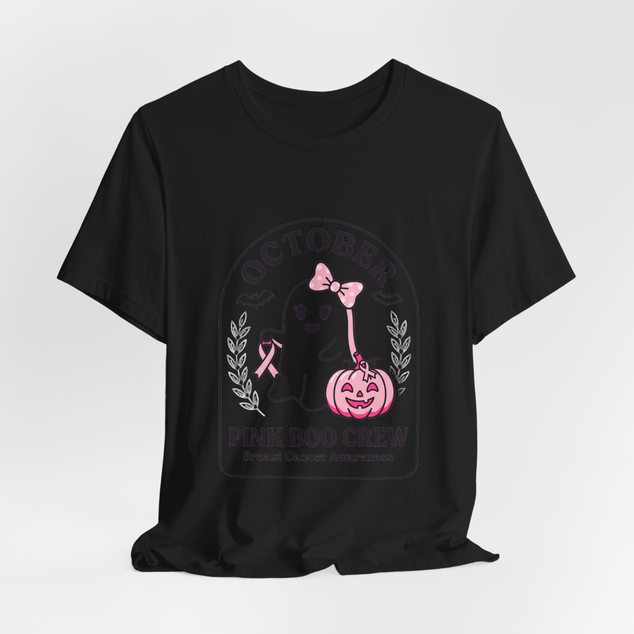 October Pink Boo Crew T-Shirt | Breast Cancer Awareness, Pink Ribbon