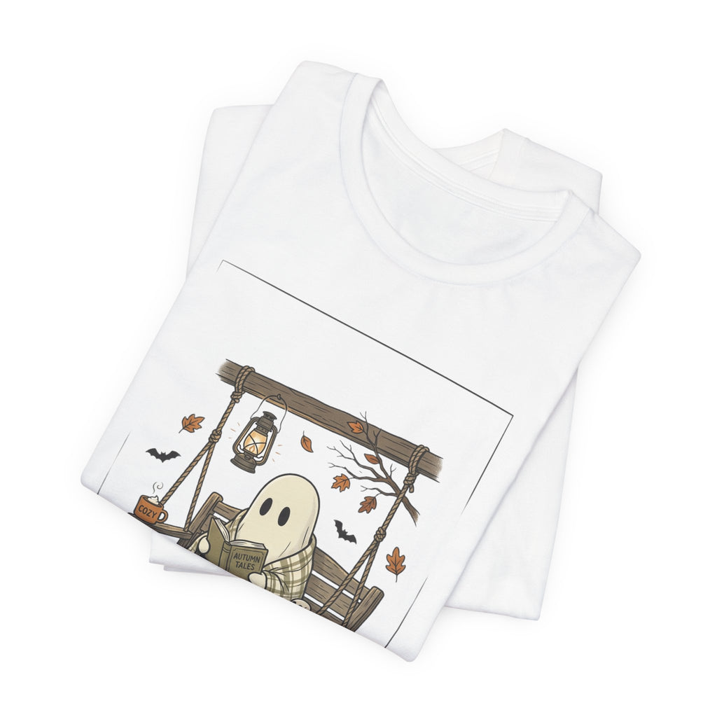 Ghost Reading in Armchair T‑Shirt | Spooky Reader, Cozy Halloween