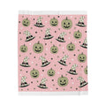 Velveteen Plush Blanket — Pink Halloween Jack-o'-Lanterns & Witch Hats Cozy Throw