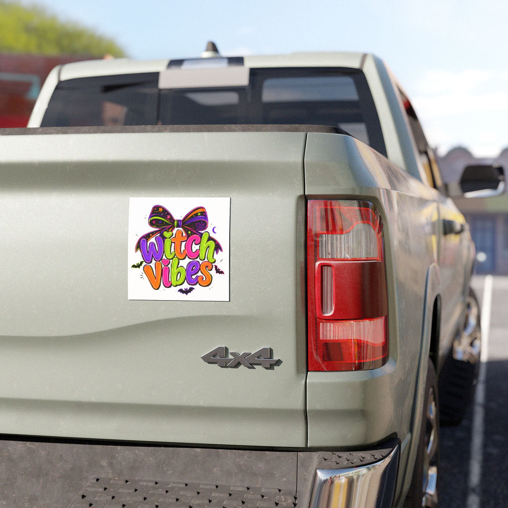 Witch Vibes Car Magnet — Colorful Halloween Bow & Bats