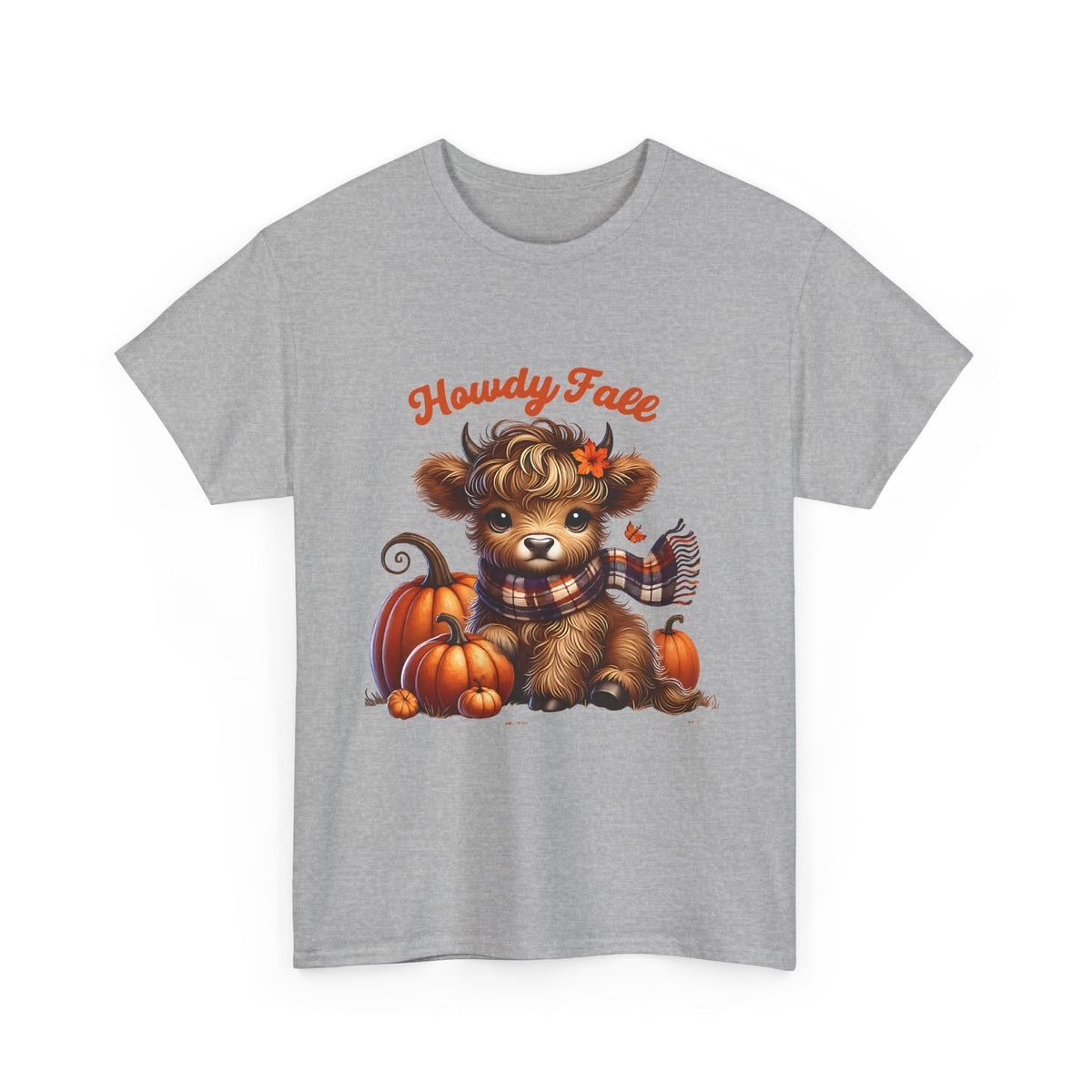 Howdy Fall Highland Cow T-Shirt | Cute Autumn Pumpkin Graphic Tee