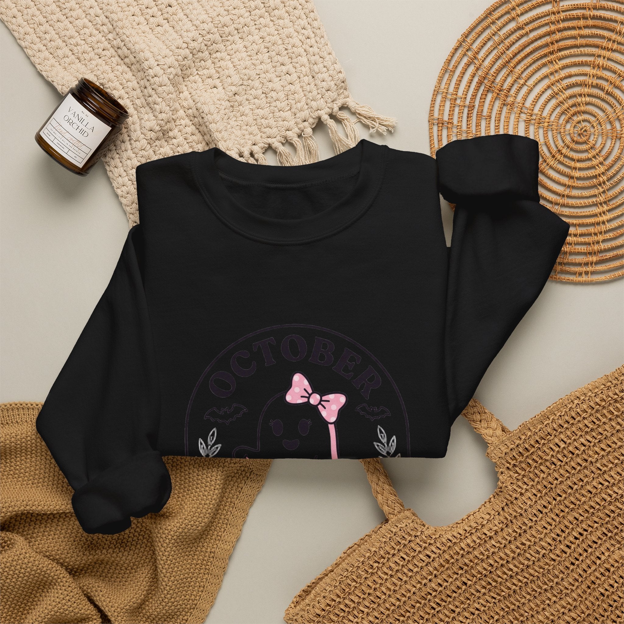 Pink Boo Crew Breast Cancer Awareness Sweatshirt | October Ribbon Support