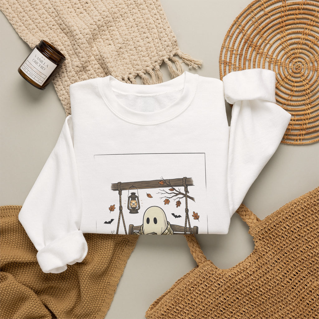 Ghost Reading in Armchair Sweatshirt | Spooky Reader, Halloween Bookish