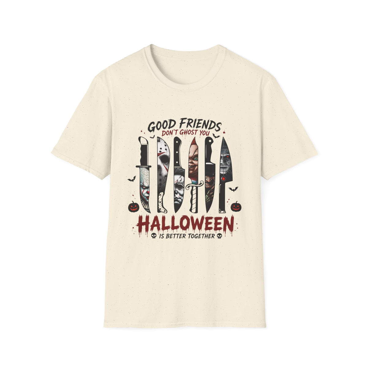 Good Friends Don’t Ghost You Halloween T-Shirt | Horror Movie Knife Tee
