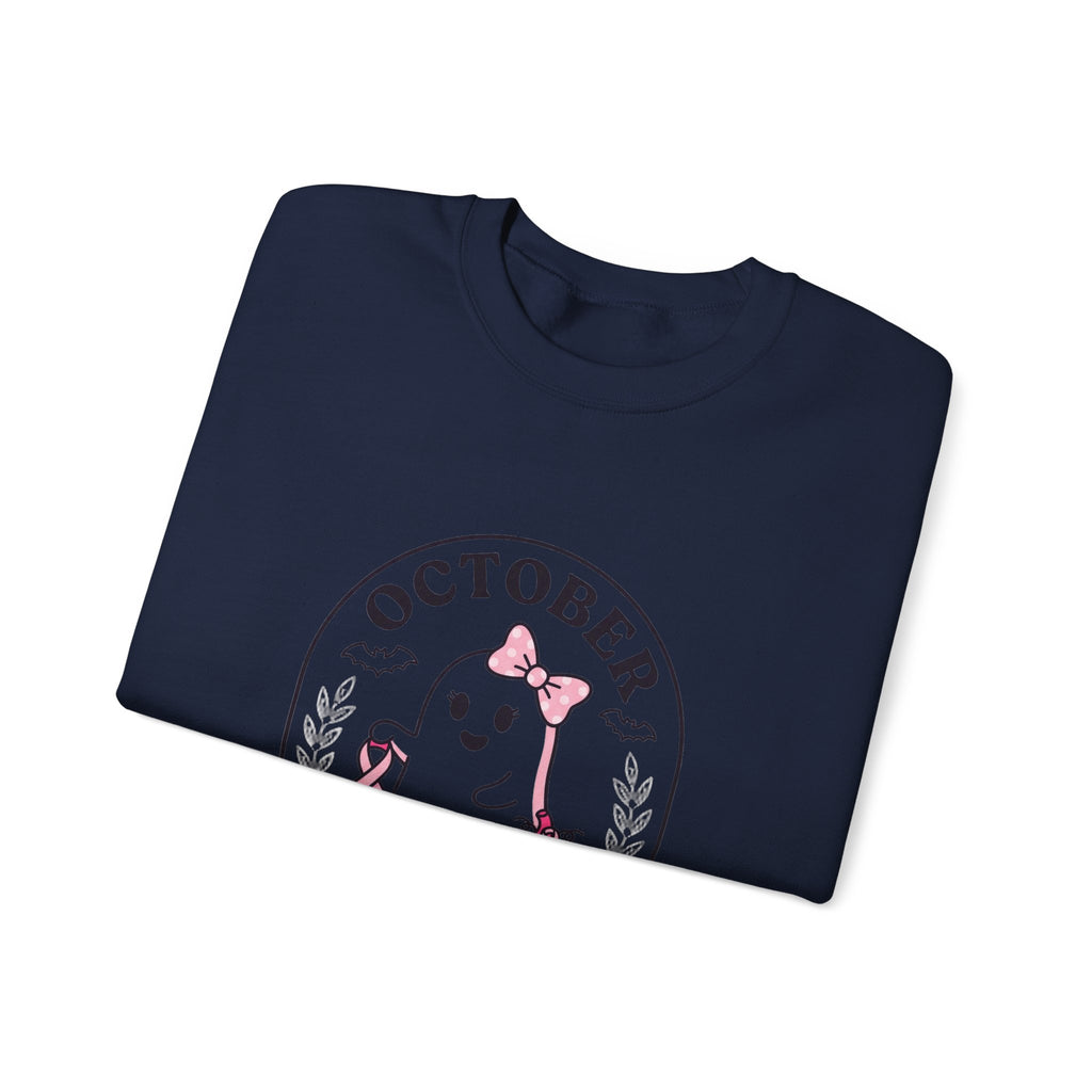 Pink Boo Crew Breast Cancer Awareness Sweatshirt | October Ribbon Support