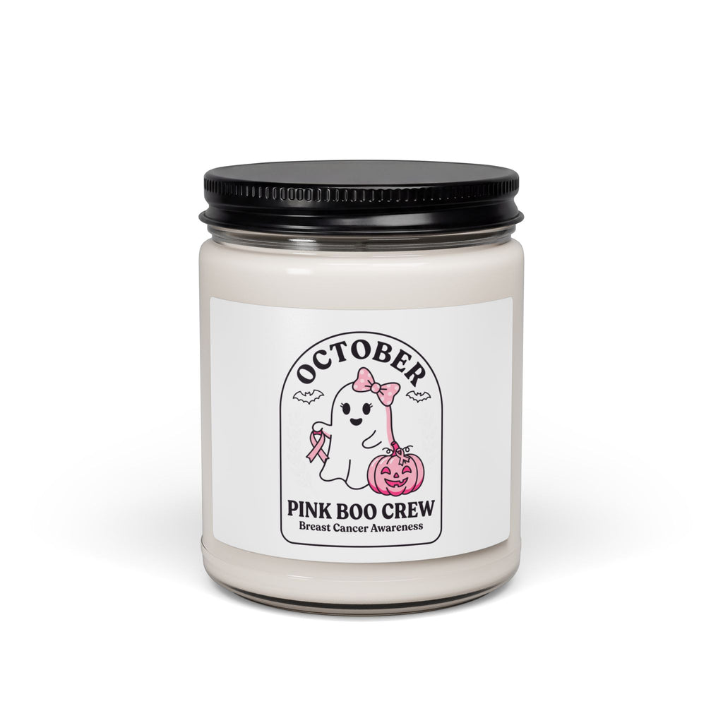 Pink Boo Crew Breast Cancer Awareness Candle, Soy Jar | October Ribbon