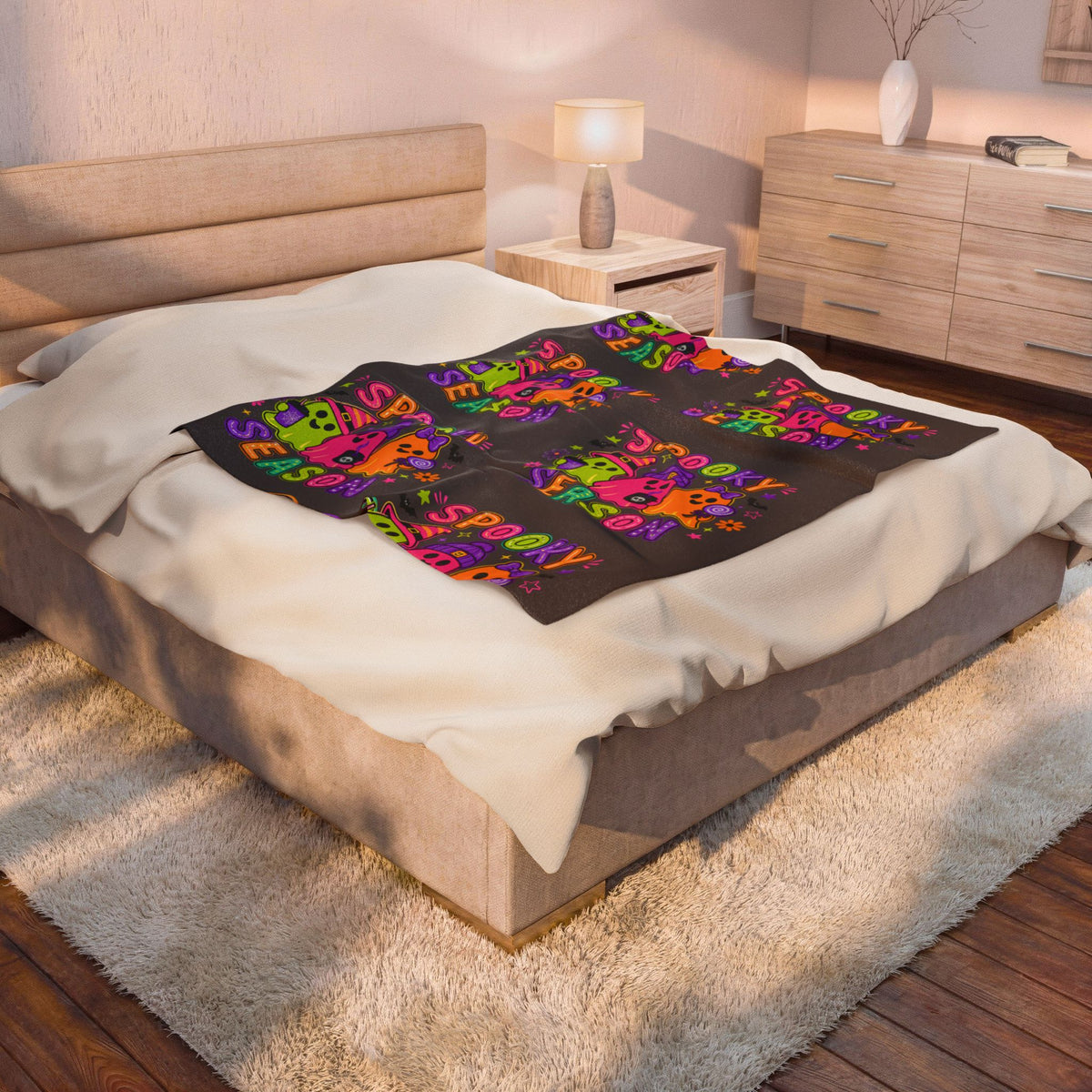 Cute Neon Ghosts Halloween Throw