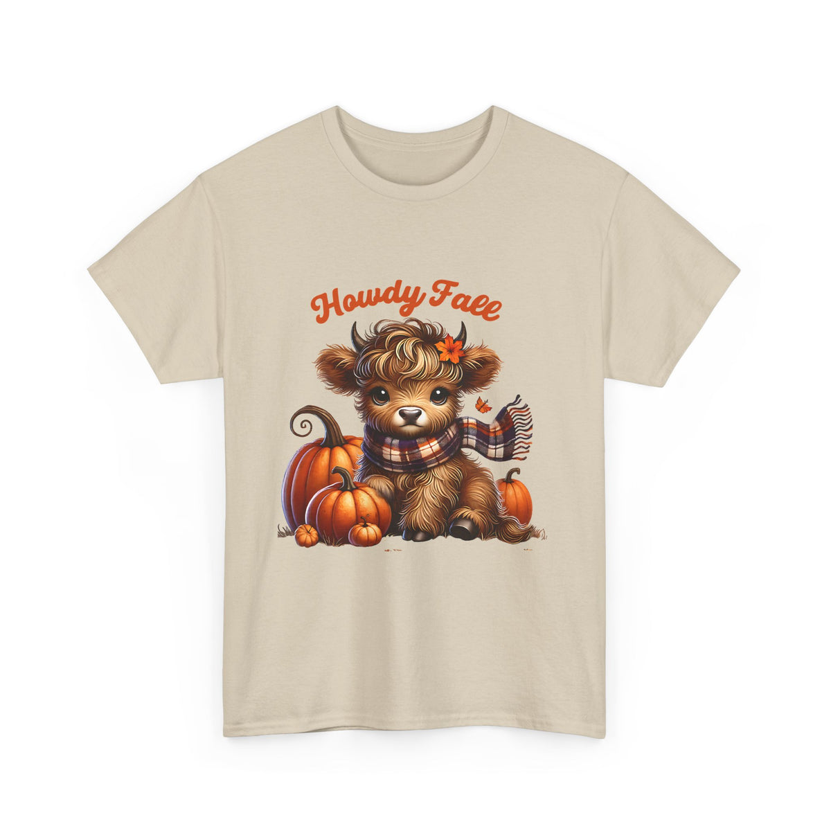 Howdy Fall Highland Cow T-Shirt | Cute Autumn Pumpkin Graphic Tee
