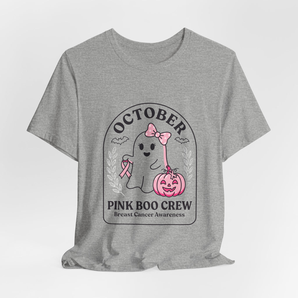 October Pink Boo Crew T-Shirt | Breast Cancer Awareness, Pink Ribbon