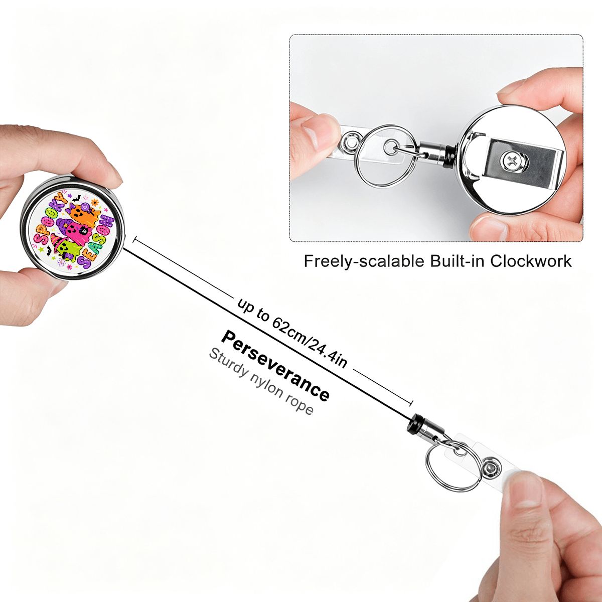 Spooky Season Ghost Badge Reel – Cute Halloween Badge Holder