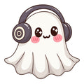 Cute Ghost Headphones Shaped Plush Pillow | Halloween Decor