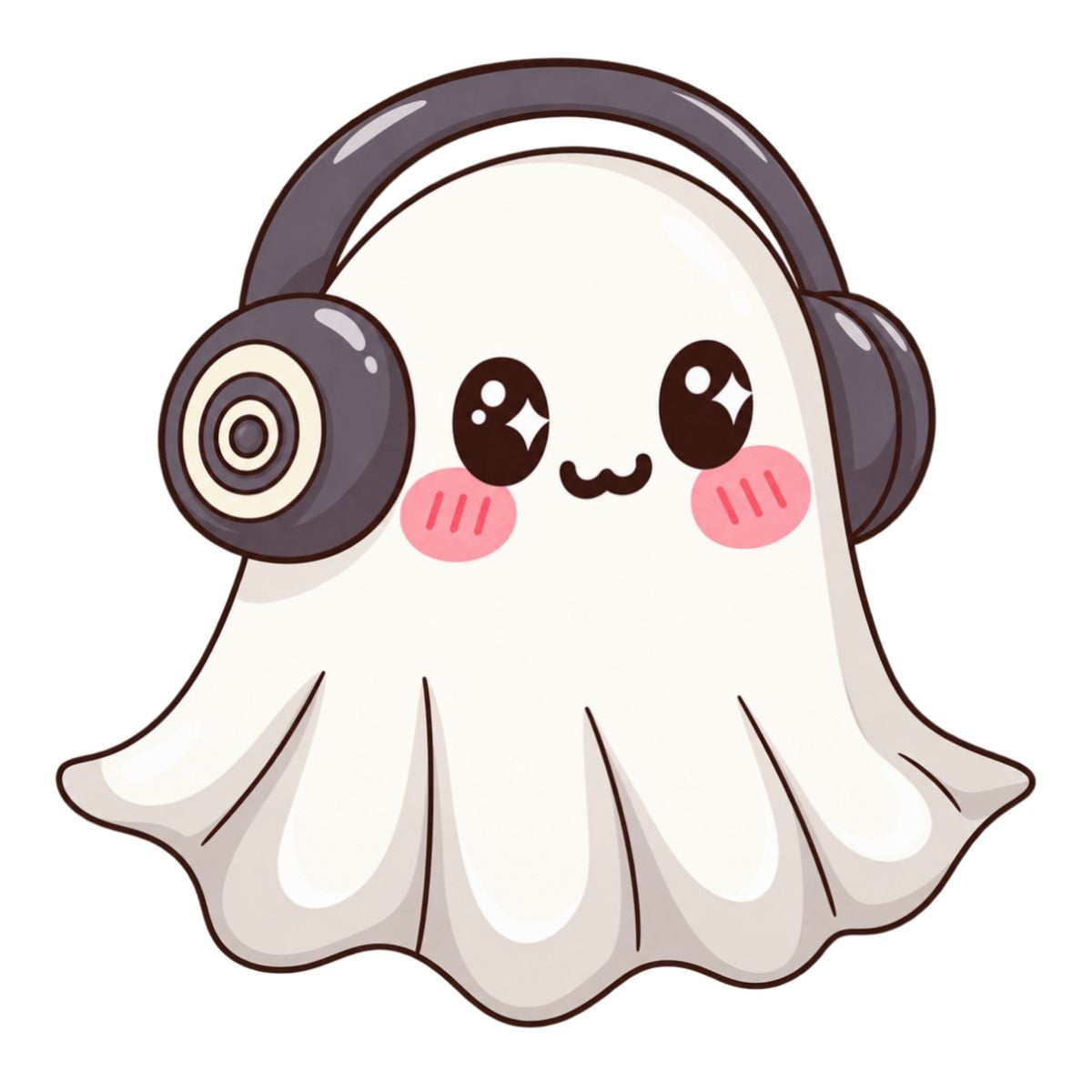 Cute Ghost Headphones Shaped Plush Pillow | Halloween Decor