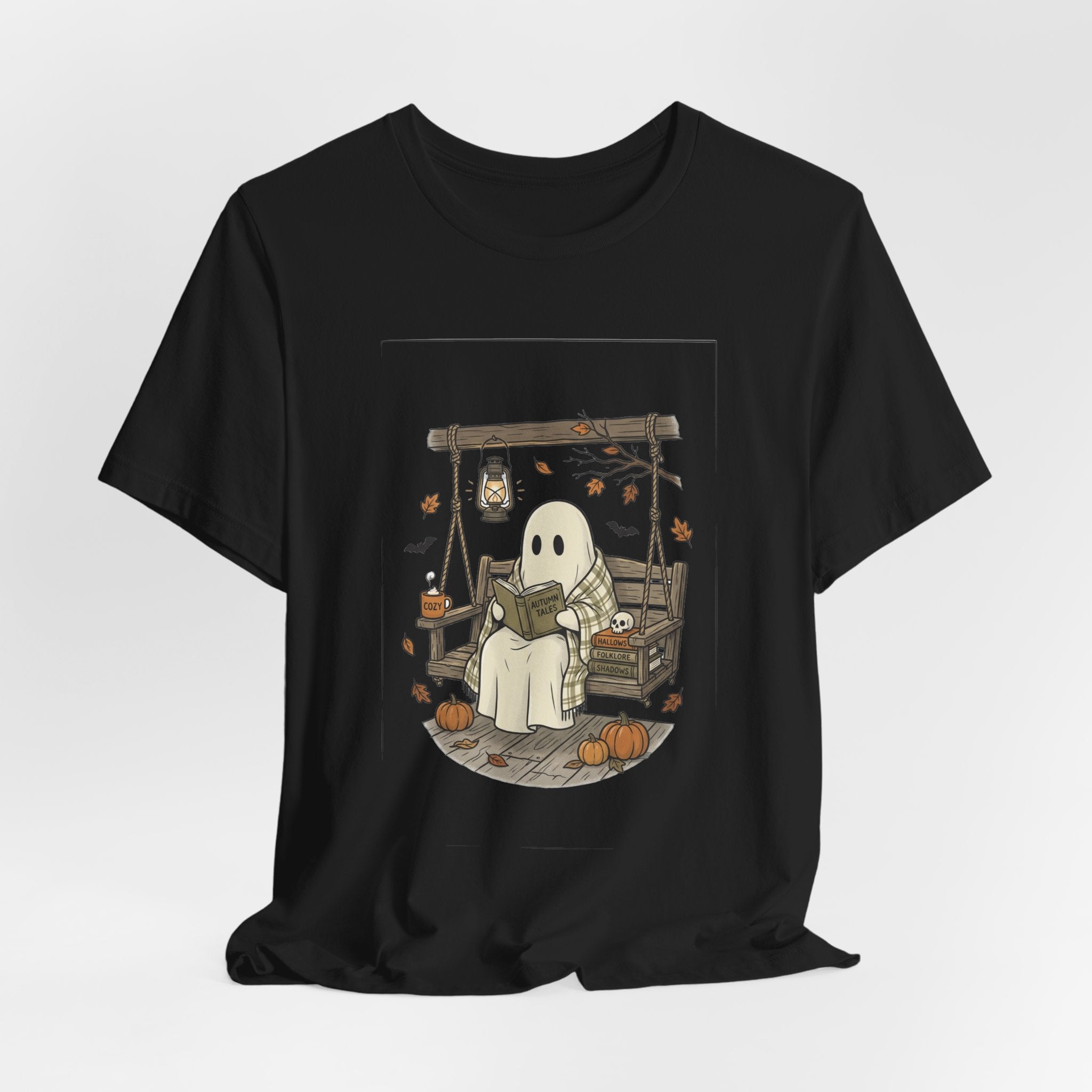 Ghost Reading in Armchair T‑Shirt | Spooky Reader, Cozy Halloween