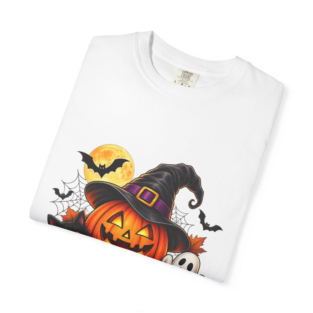 Happy Halloween Pumpkin Tee — Jack-o'-Lantern Witch Hat & Ghosts