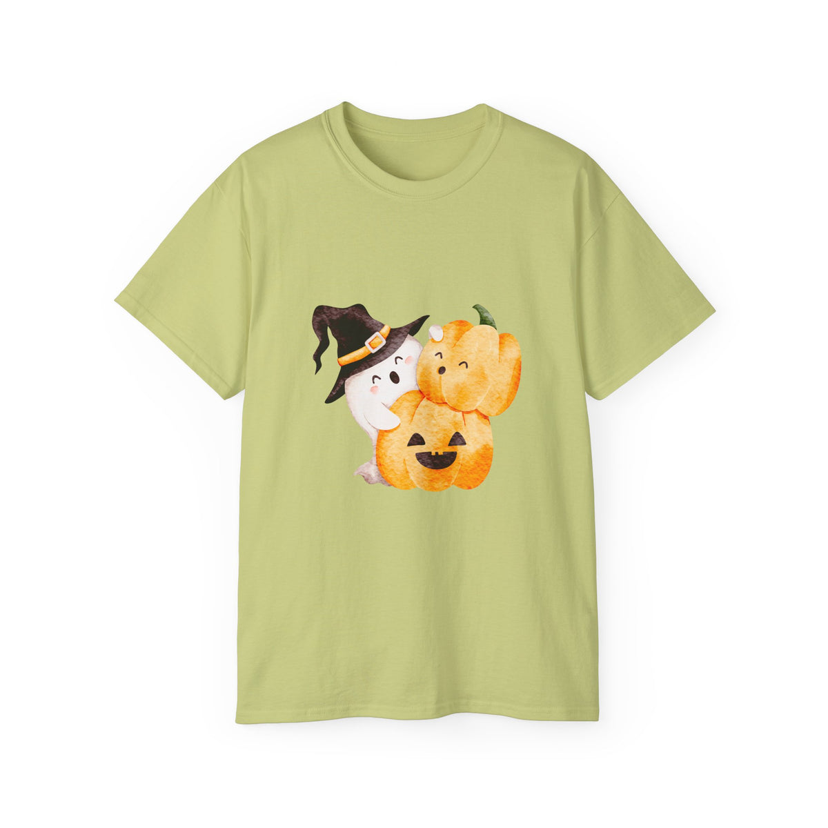 Cute Halloween Ghost & Pumpkin T-Shirt | Witch Hat Spooky Season Tee