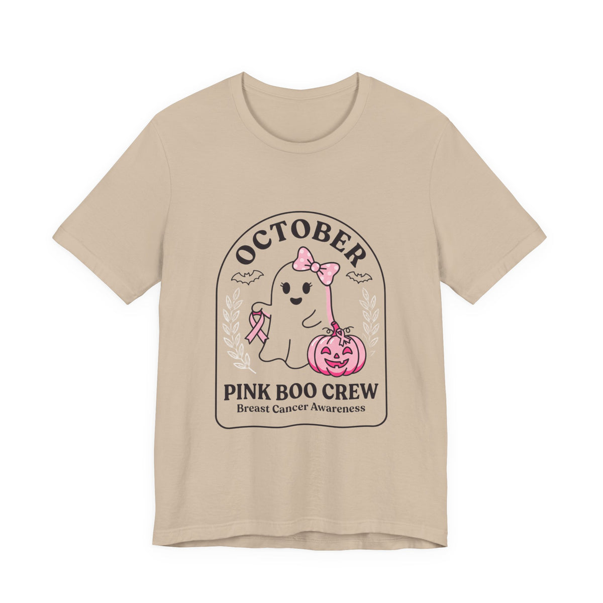 October Pink Boo Crew T-Shirt | Breast Cancer Awareness, Pink Ribbon