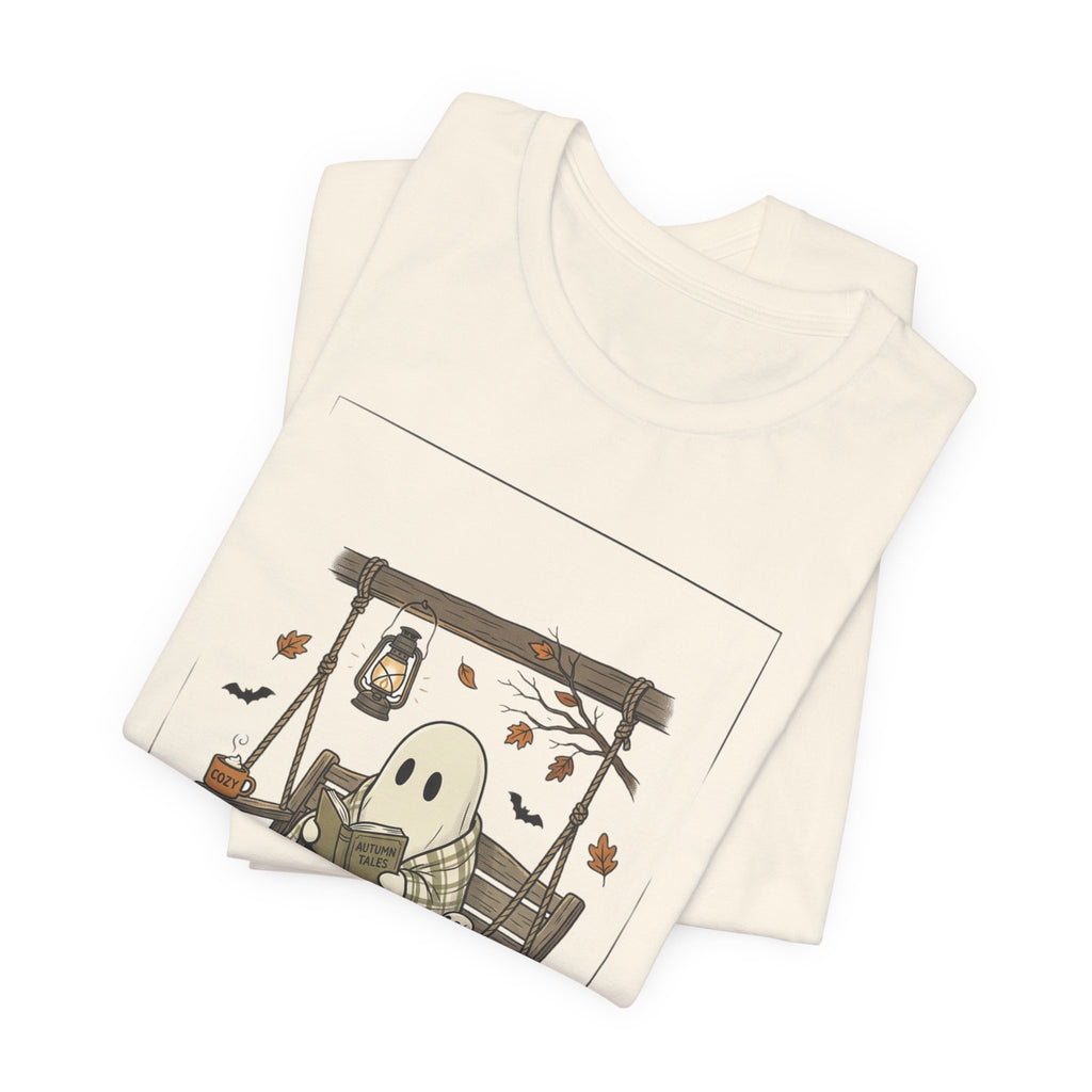 Ghost Reading in Armchair T‑Shirt | Spooky Reader, Cozy Halloween