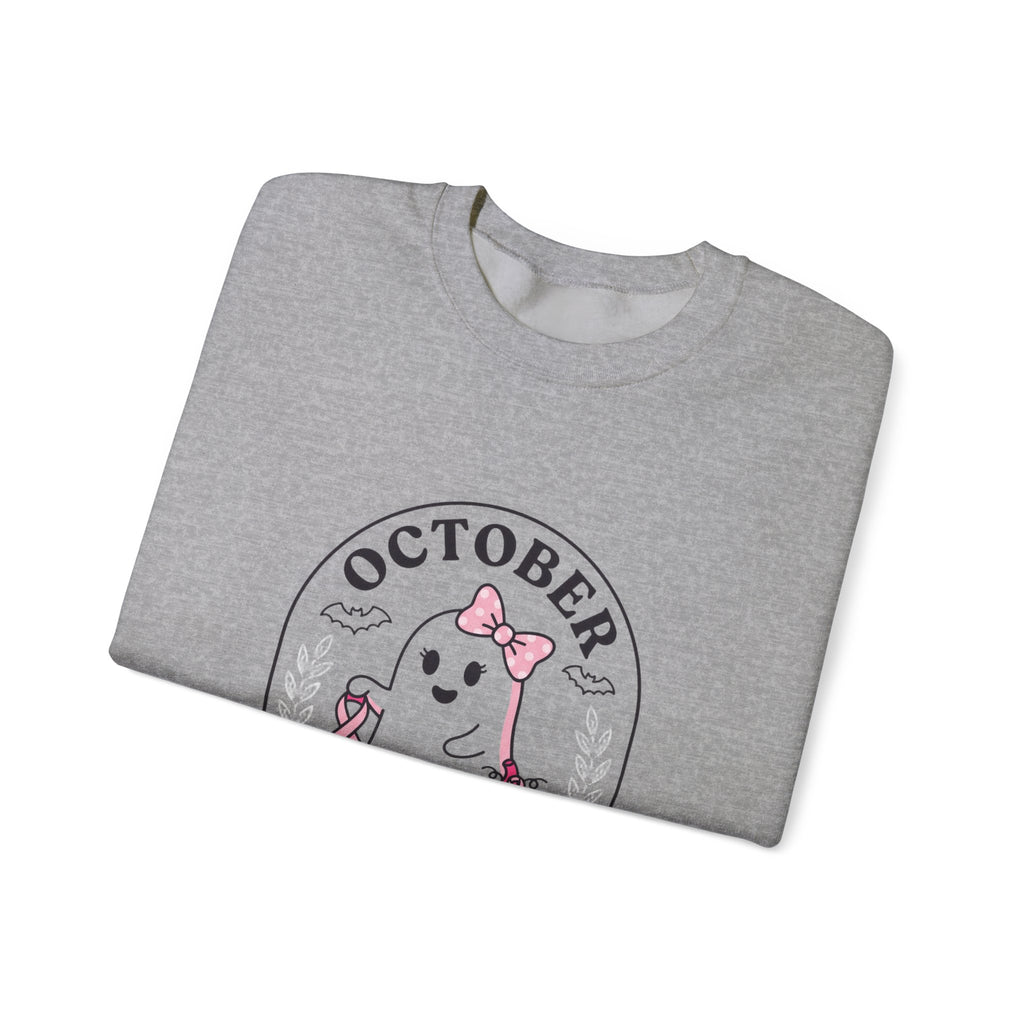 Pink Boo Crew Breast Cancer Awareness Sweatshirt | October Ribbon Support