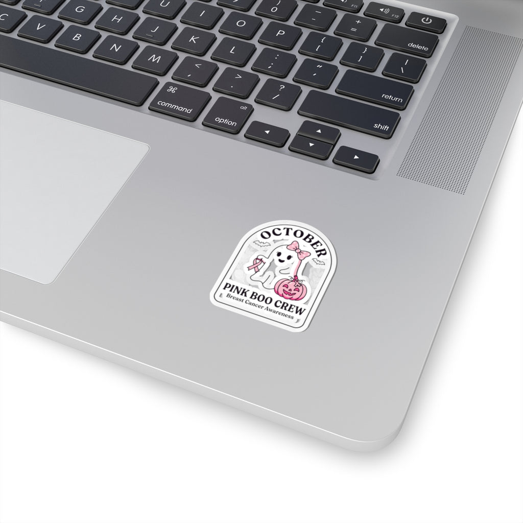 Pink Boo Crew Ghost Sticker | Breast Cancer Awareness, October Ribbon