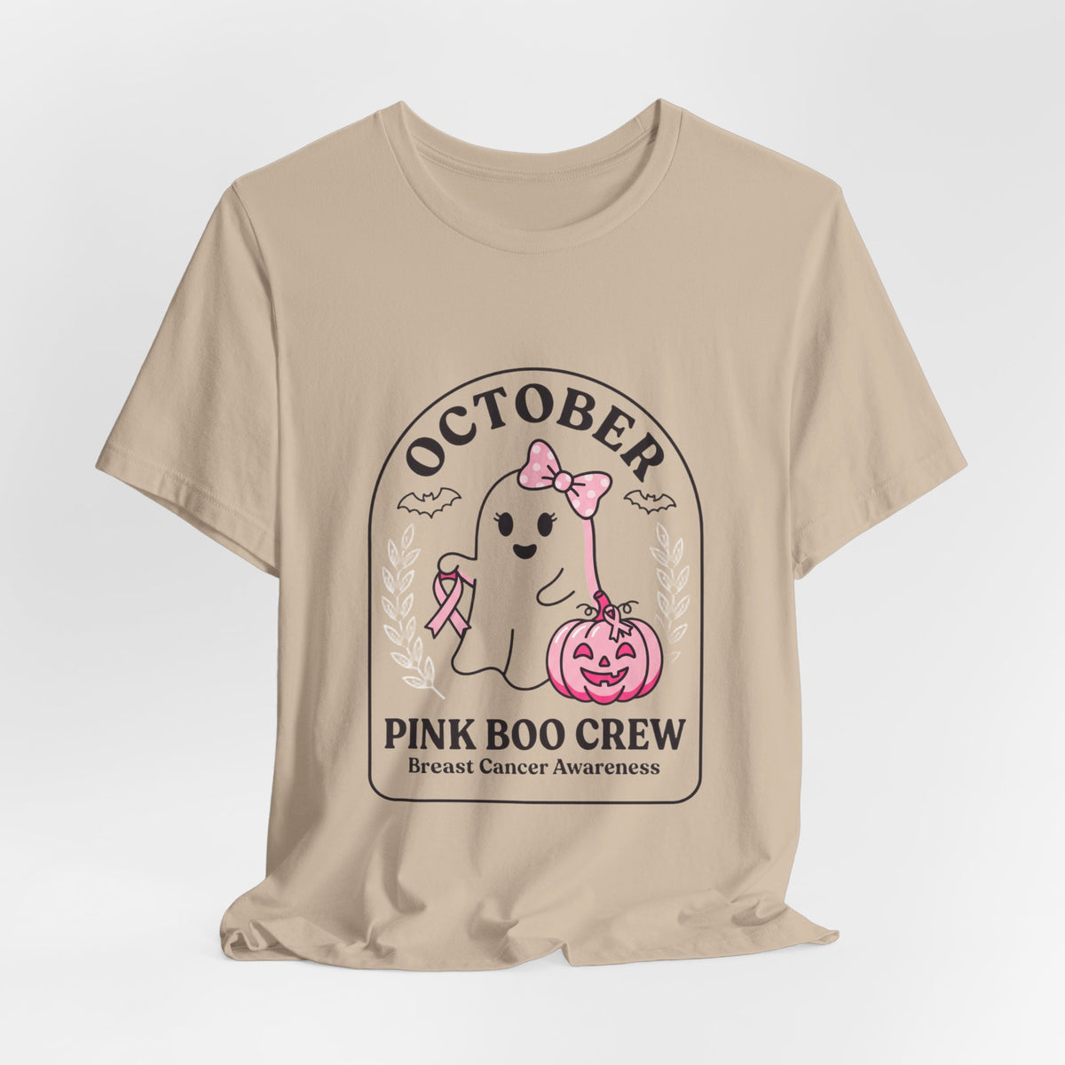 October Pink Boo Crew T-Shirt | Breast Cancer Awareness, Pink Ribbon