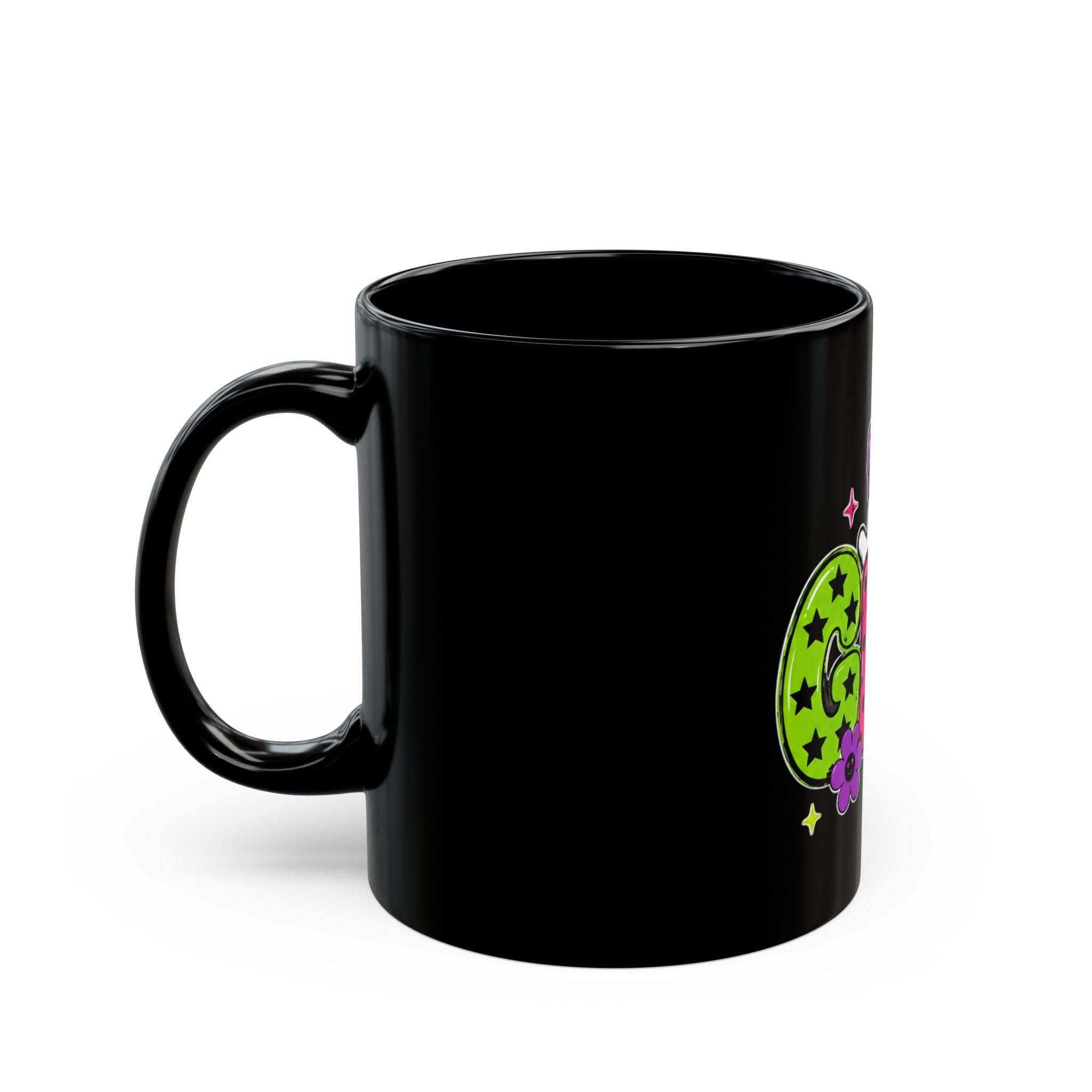 Cute 'Gigi' Ghost Night Black Mug — Halloween Gothic Kawaii Coffee Cup