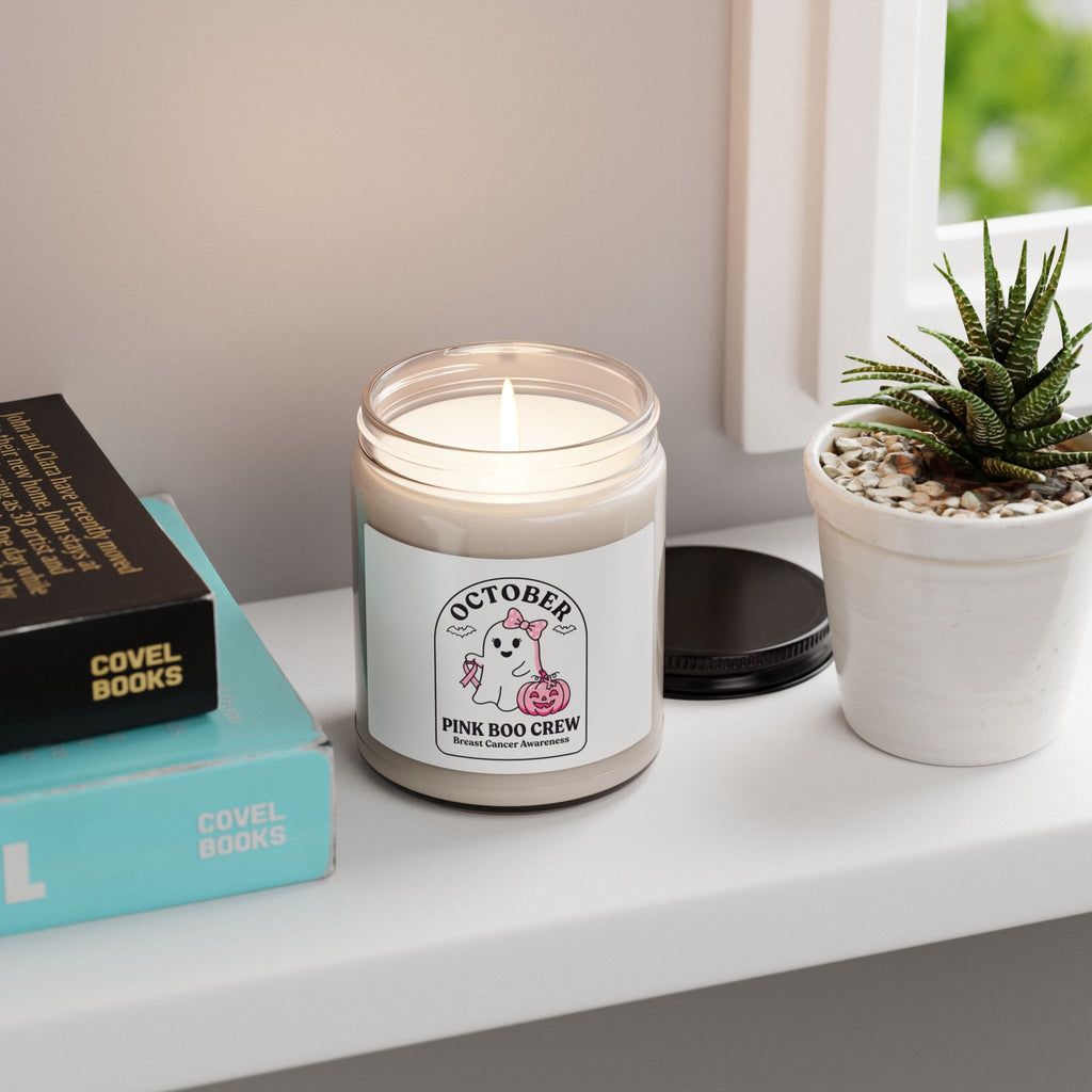 Pink Boo Crew Breast Cancer Awareness Candle, Soy Jar | October Ribbon