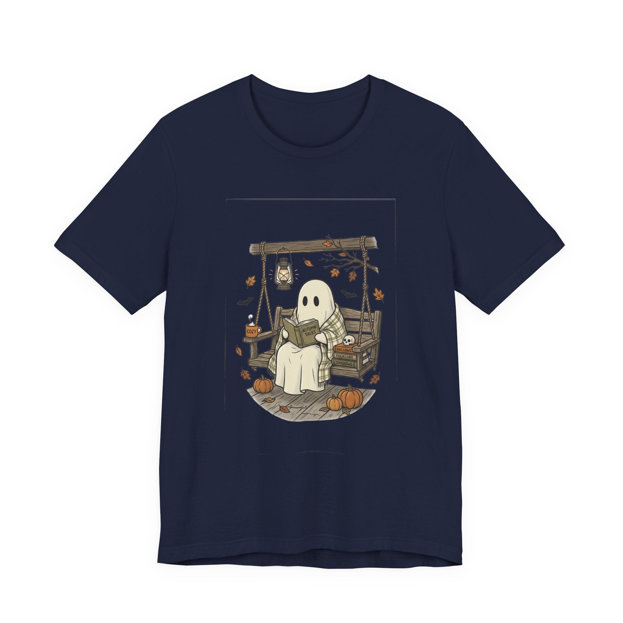 Ghost Reading in Armchair T‑Shirt | Spooky Reader, Cozy Halloween